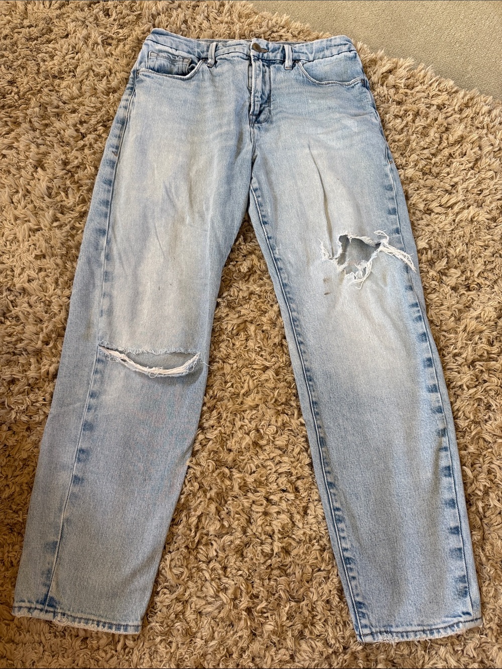 Good American Light Blue Distressed Boyfriend Jeans